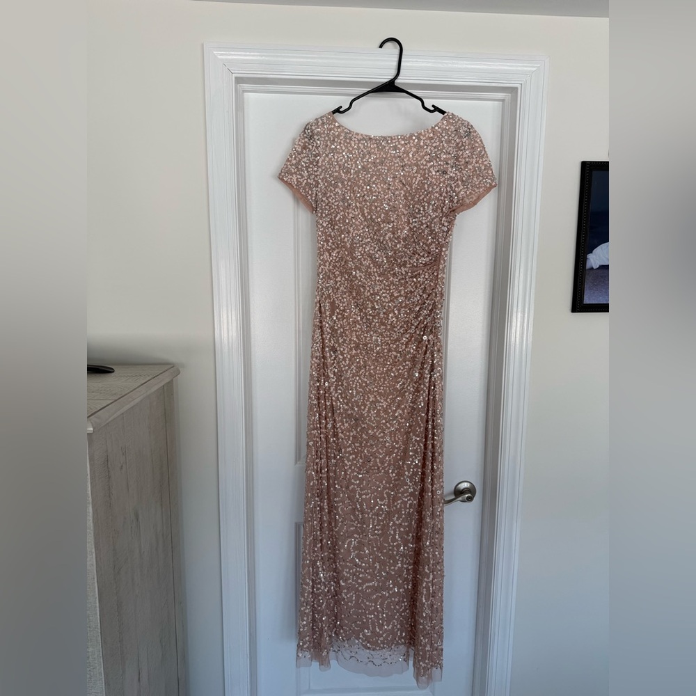 Adrianna Papell Blush Sequin Dress with Scoop Back